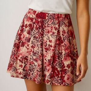 Gap Floral Cotton A-Line Skirt Red Pink Cream Size 4